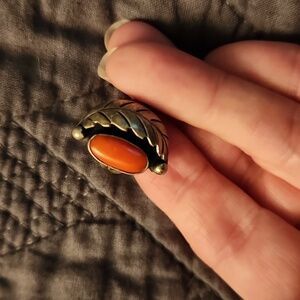 Arizona Navajo coral silver ring.